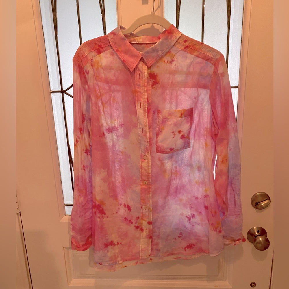 Pilcro and the Letterpress Pink Tie-Dye Blouse